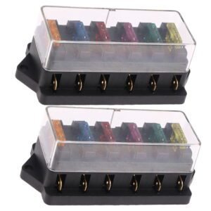 SWETRACE 2Pcs Metal 6 Way Fuse Holder for Vehicle Maintenance Electrical Installation Car Fuse Accessory 4.3×2.0x1.7in