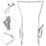 SWETRACE 1Set Steel Silver Double Legged Bike Kickstand for Stable Support Non Slip Feet Quick Adjustment 14.6x10x0.4in