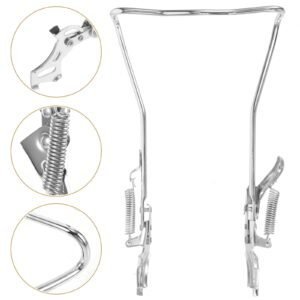 SWETRACE 1Set Steel Silver Double Legged Bike Kickstand for Stable Support Non Slip Feet Quick Adjustment 14.6x10x0.4in
