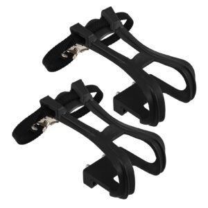 SWETRACE 2Pcs Bike Pedal Toe Cages And Straps Black for Secure Installation