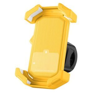 Adjustable Motorcycle Phone Holder With Silicone Protection For Secure Locking Yellow