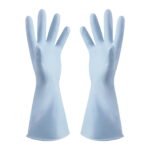 1 Pairs Rubber Gloves for Dishwashing Cleaning, Cotton Lined Household Gloves, Waterproof Gloves for Kitchen Bathroom, Reusable Gloves, Food Grade Non-Slip Household Kitchen Gloves Light blue,M