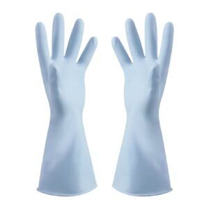 1 Pairs Rubber Gloves for Dishwashing Cleaning, Cotton Lined Household Gloves, Waterproof Gloves for Kitchen Bathroom, Reusable Gloves, Food Grade Non-Slip Household Kitchen Gloves Light blue,M