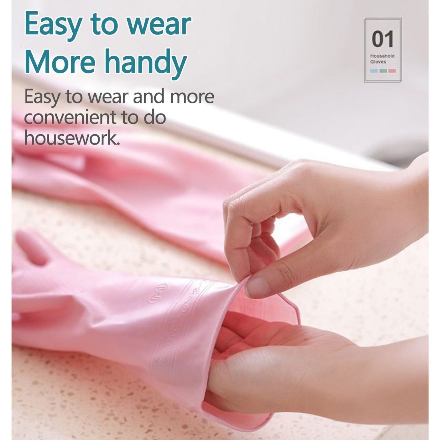 1 Pairs Rubber Gloves for Dishwashing Cleaning, Cotton Lined Household Gloves, Waterproof Gloves for Kitchen Bathroom, Reusable Gloves, Food Grade Non-Slip Household Kitchen Gloves Pink,M 4 1 Pairs Rubber Gloves for Dishwashing Cleaning, Cotton Lined Household Gloves, Waterproof Gloves for Kitchen Bathroom, Reusable Gloves, Food Grade Non-Slip Household Kitchen Gloves Pink,M - image 4