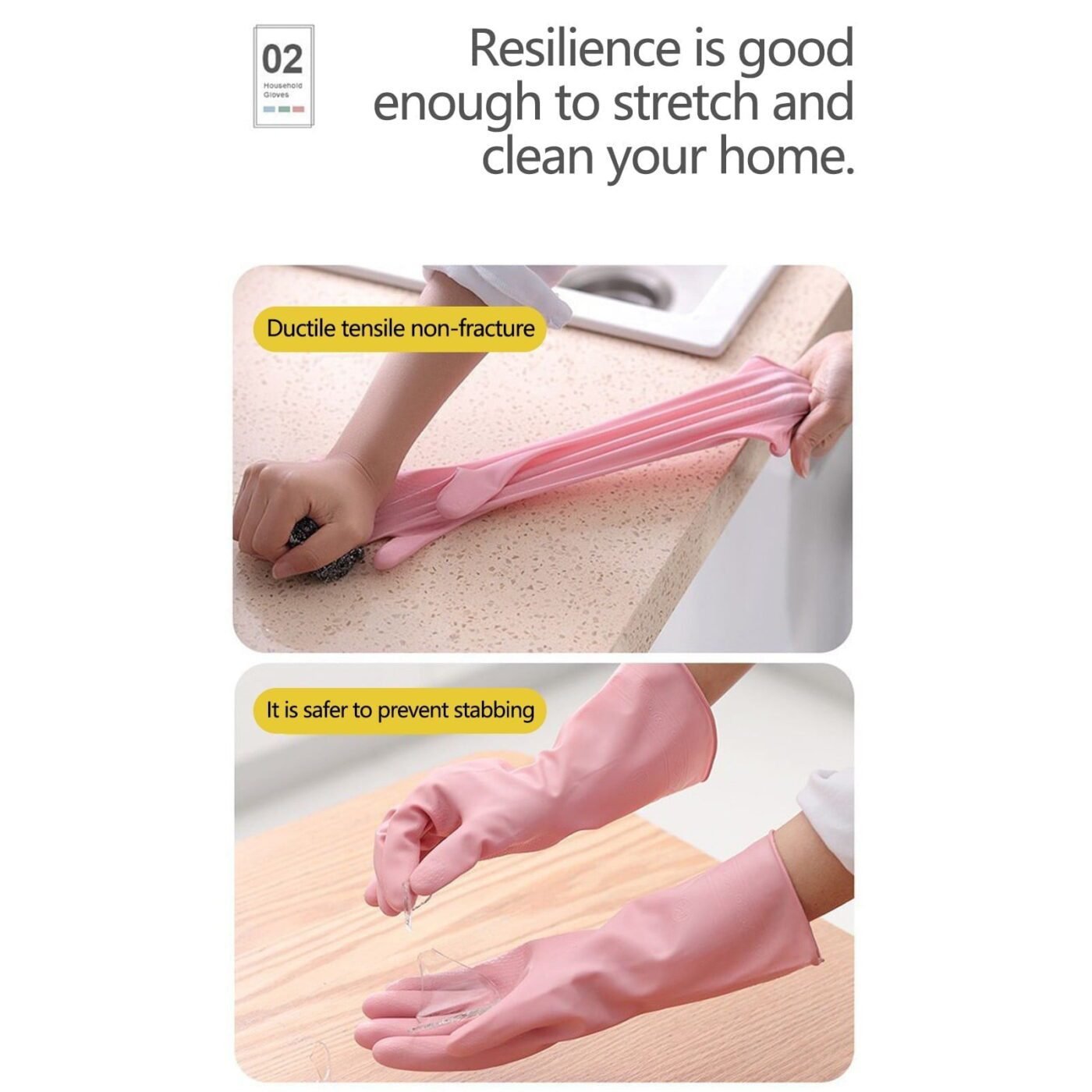 1 Pairs Rubber Gloves for Dishwashing Cleaning, Cotton Lined Household Gloves, Waterproof Gloves for Kitchen Bathroom, Reusable Gloves, Food Grade Non-Slip Household Kitchen Gloves Pink,M 5 1 Pairs Rubber Gloves for Dishwashing Cleaning, Cotton Lined Household Gloves, Waterproof Gloves for Kitchen Bathroom, Reusable Gloves, Food Grade Non-Slip Household Kitchen Gloves Pink,M - image 5