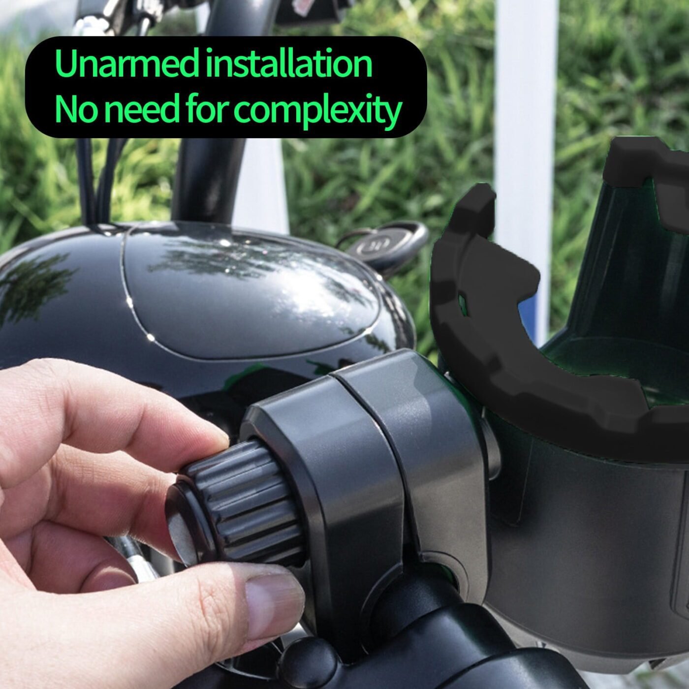 2-in-1 Adjustable Drink Holder,Universal Cup Holder with Cell Phone Holder,Large Diameter Design Bike Cup Holder for Wheelchair Walker Bike Free Size Green, Black, Orange 5 2-in-1 Adjustable Drink Holder,Universal Cup Holder with Cell Phone Holder,Large Diameter Design Bike Cup Holder for Wheelchair Walker Bike Free Size Green, Black, Orange - image 5