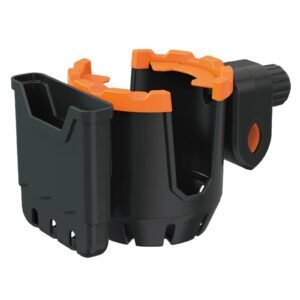 2-in-1 Adjustable Drink Holder,Universal Cup Holder with Cell Phone Holder,Large Diameter Design Bike Cup Holder for Wheelchair Walker Bike OG Orange