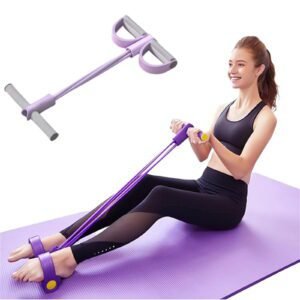 Clearance！4-Tube Pedal Puller Resistance Rope – Foot Pedal Resistance Band,Yoga Elastic Exercise Bands, for Women Jump Fitness, Abdomen/Arm Weight/Waist/Leg Stretching Slimming Training Purple