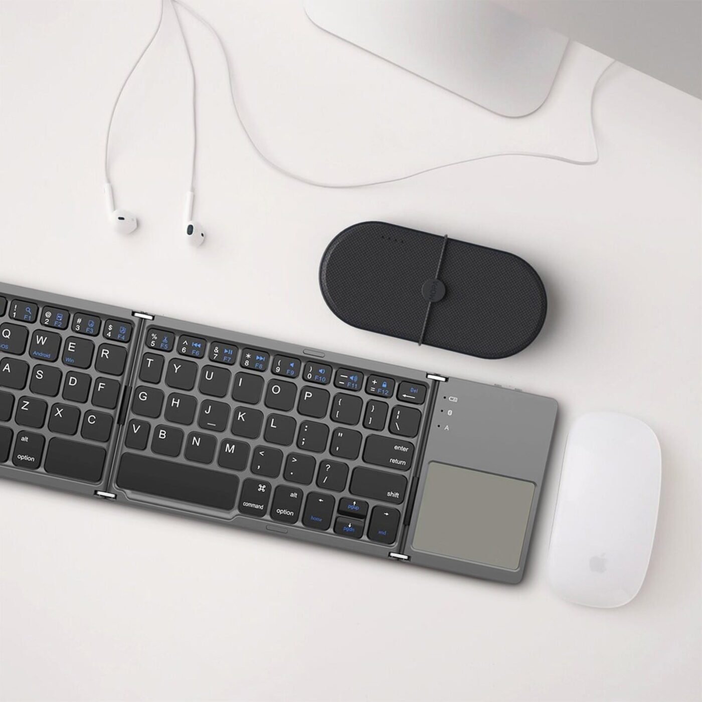Tri-Folding Bluetooth Keyboard,Wireless Portable Foldable Bluetooth Keyboard for Travel, Keyboard with Touchpad, Rechargeable Multi-Device Small Keyboard for Laptop Tablet PC Smartphone A 4 Tri-Folding Bluetooth Keyboard,Wireless Portable Foldable Bluetooth Keyboard for Travel, Keyboard with Touchpad, Rechargeable Multi-Device Small Keyboard for Laptop Tablet PC Smartphone A - image 4