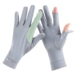 Mens Women Driving Gloves Summer UV Sun Protection Gloves Non-Slip Touchscreen Ice-Silk Sunblock Gloves for Cycling Riding One Size Grey