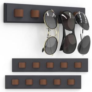 Storage rack – Organizer – Storage rack for sunglasses – Sunglasses organizer – Wooden glasses rack – Sunglasses holder – Glasses holder – Sunglasses holder – Wall decoration – Home decoration – Living room decoration – Dark gray – 3 pieces