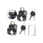 Helmet Lock Motorcycle & Scooter – Universal Helmet Lock – 22-25mm Handlebar Mount – Anti-Theft – Helmet Holder – Motorcycle Accessories – Moped Lock – Security Lock with Key – Easy Installation – Helmet Security – Metal – Black – Set of 2