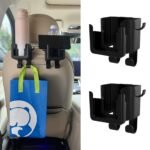 Car Hook – Car Organizer – Car Cup Holder – Car Phone Holder Backseat – Headrest Hooks – Bag Holder – Clothes Hanger – Car Accessories Interior – Car Gadgets – Storage – Travel Accessories – Multifunctional – Black – 2 Pieces