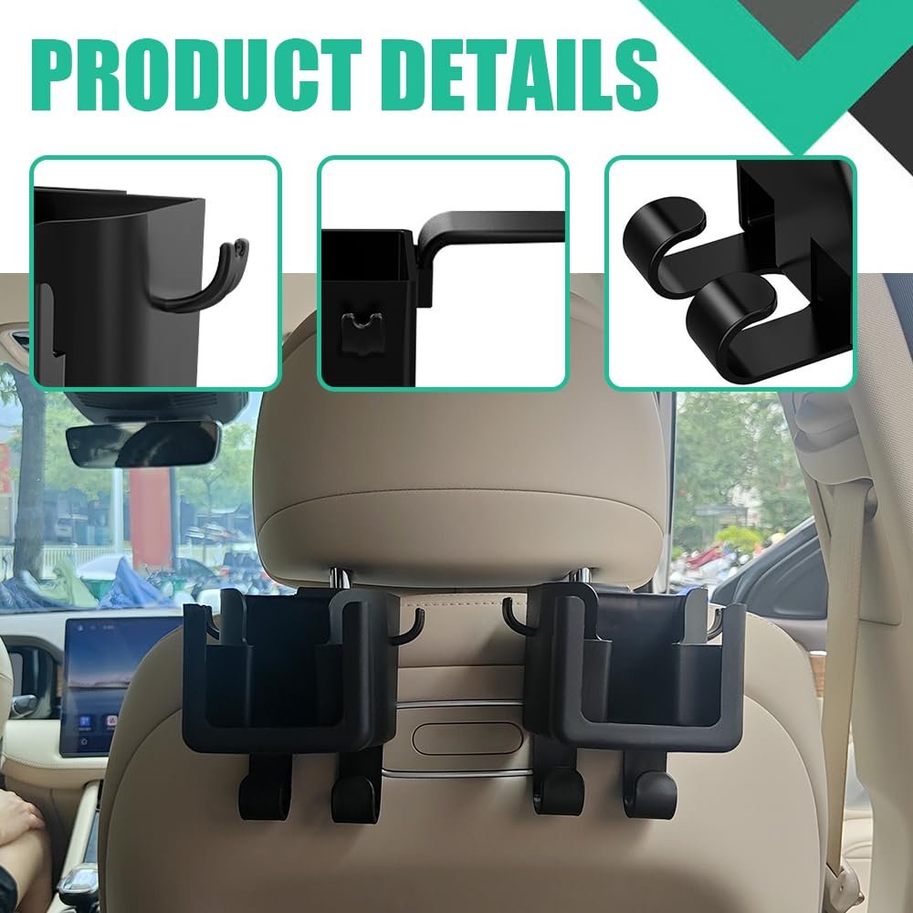 Car Hook - Car Organizer - Car Cup Holder - Car Phone Holder Backseat - Headrest Hooks - Bag Holder - Clothes Hanger - Car Accessories Interior - Car Gadgets - Storage - Travel Accessories - Multifunctional - Black - 2 Pieces 3 Car Hook – Car Organizer – Car Cup Holder – Car Phone Holder Backseat – Headrest Hooks – Bag Holder – Clothes Hanger – Car Accessories Interior – Car Gadgets – Storage – Travel Accessories – Multifunctional – Black – 2 Pieces - image 3