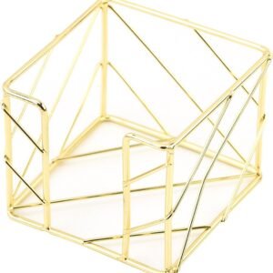 Sticky Note Organizer – Storage Rack – Metal Storage Rack – Creative Openwork Note Box – Desk Storage Accessories – Post-it Holder – Gold