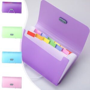 A6 Mini Accordion File Organizer – 13 Pocket Portable Receipt Holder with Tabs for Bills, Tickets & Credit Cards (Solid Color)u200bu200b 7×4.2 in Blue