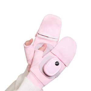 Heated Gloves for Women, Upgraded Smart Thermostatic Electric Heated Fingerless Gloves Rechargeable for Women Men, Winter Hand Warmer for Work Cycling Skiing Outdoor Snow (Pink)