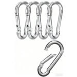 Carabiner Clip 5 Pack – Multipurpose Heavy Duty Snap Hooks – Large Clips for Keys Hook（silvery，7.5*3.6cm)