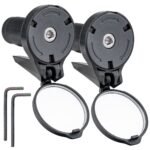 Bike Bar End Rear View Mirror 2 Pack – Adjustable HD Convex Glass Rearview Mirror for Road Bike Drop Bar End or Handlebar End of Mountain Bike, Bicycles, Scooters