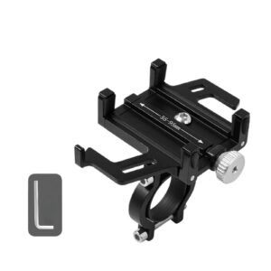 Bike Phone Mount Holder, Aluminum Motorcycle Phone Holder Mount with 360° Rotation, Aluminum Alloy Five Claws Adjustable Road Bike Bracket(Black)