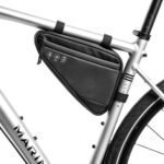 Bike Frame Storage Bag, Water Resistant Reflective Bicycle Triangle Bag with Two Side Pockets, Strap-On Under Seat Tool Accessories Pouch for Mountain Road Bike Trip