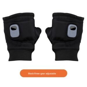 Portable Heating Gloves ElectricFingerless Heating Writing Gloves for Students,Hand Warmer for Indoor and Outdoor（black a pair of）
