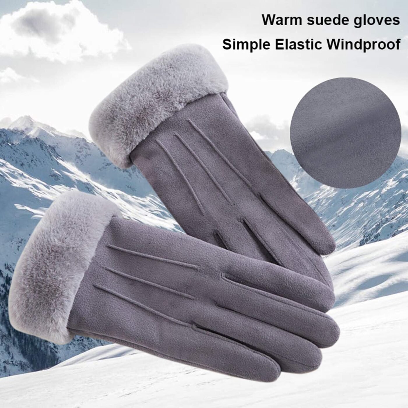 Women Winter Warm Touch Screen Soft Windproof Lined Thick Gloves for Snow Skiing in Clod Weather grey 3 Women Winter Warm Touch Screen Soft Windproof Lined Thick Gloves for Snow Skiing in Clod Weather grey - image 3