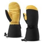 Waterproof and Windproof Genuine Deerskin Leather Ski Gloves with 3M Thinsulate Insulation (Yellow Waterproof)