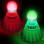 Badminton 10pcs – Lighting Glow in The Dark Night，Badminton Shuttlecocks, Indoor Outdoor Sport Ball Training Exercise Gym Fitness Game，Two types of lights, green light and red light