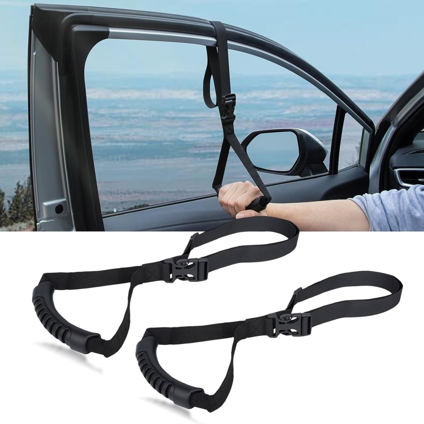 4Pack Car Grab Handle Adjustable Standing Aid Safety Handle Portable Vehicle Support Grab Bar Nylon Grip Handle Mobility Assist Device (Black) 1 4Pack Car Grab Handle Adjustable Standing Aid Safety Handle Portable Vehicle Support Grab Bar Nylon Grip Handle Mobility Assist Device (Black)