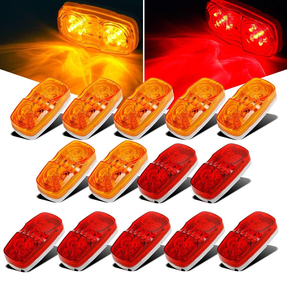 14x Trailer RV Marker LED Light Double Bullseye 10 Diodes Clearance Light Red/Amber,Double Bubble 12V Rectangular LED Side Marker Light Surface Mount Camper Truck 1 14x Trailer RV Marker LED Light Double Bullseye 10 Diodes Clearance Light Red/Amber,Double Bubble 12V Rectangular LED Side Marker Light Surface Mount Camper Truck