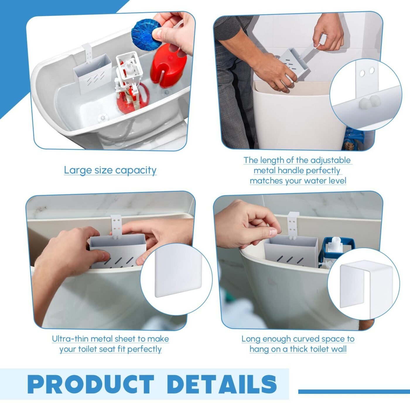 2 Pcs Large Size 4. 33 x 4. 33 x 1. 38 Inch Stainless Steel Toilet Tank Cleaning Tablet Holder with Adjustable Hook to Hang Toilet Cleaner Box 2 2 Pcs Large Size 4. 33 x 4. 33 x 1. 38 Inch Stainless Steel Toilet Tank Cleaning Tablet Holder with Adjustable Hook to Hang Toilet Cleaner Box - image 2