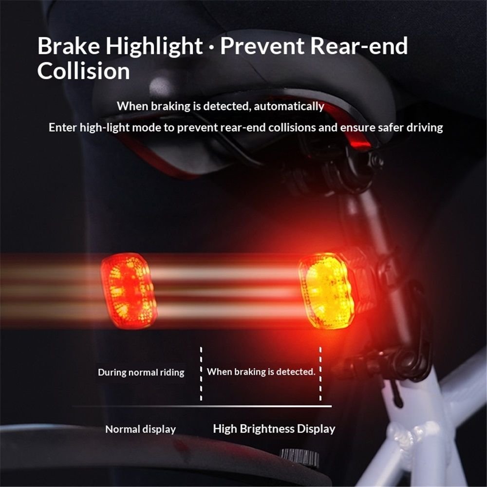 Smart Bike Tail Light Brake Sensing Bicycle Rear Lights Rechargeable Waterproof Bright LED Bike Light Cycling Safety Road BikeTaillight Accessories 6 Modes 2 Smart Bike Tail Light Brake Sensing Bicycle Rear Lights Rechargeable Waterproof Bright LED Bike Light Cycling Safety Road BikeTaillight Accessories 6 Modes - image 2