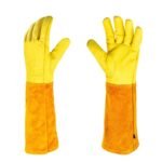 Long Gardening Gloves, Leather Thorn Proof Rose Pruning Glove for Men & Women, Great Gift for Gardener（XL）