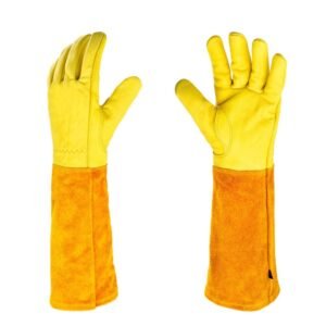 Long Gardening Gloves, Leather Thorn Proof Rose Pruning Glove for Men & Women, Great Gift for Gardener(XL)
