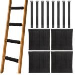 4 Pcs Bunk Bed Ladder Pads,with 8 Adjustable Hook & Loop Straps,Bunk Bed Ladder Cover,Ladder Step Pads Loft Bed, Suitable for Safe and Comfortable Climbing,10×10 Inch (Ladder Not Included)