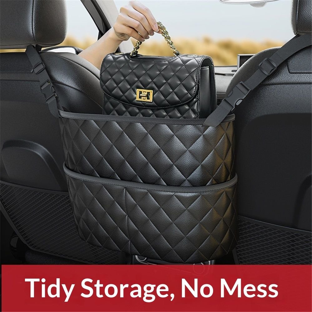 Car Handbag Holder Between Seat Durable Leather Seat Back Organizer Pet & Kids Driver Storage Netting Pouch Driver Storage Netting Pouch (Upgraded Black B) 4 Car Handbag Holder Between Seat Durable Leather Seat Back Organizer Pet & Kids Driver Storage Netting Pouch Driver Storage Netting Pouch (Upgraded Black B) - image 4
