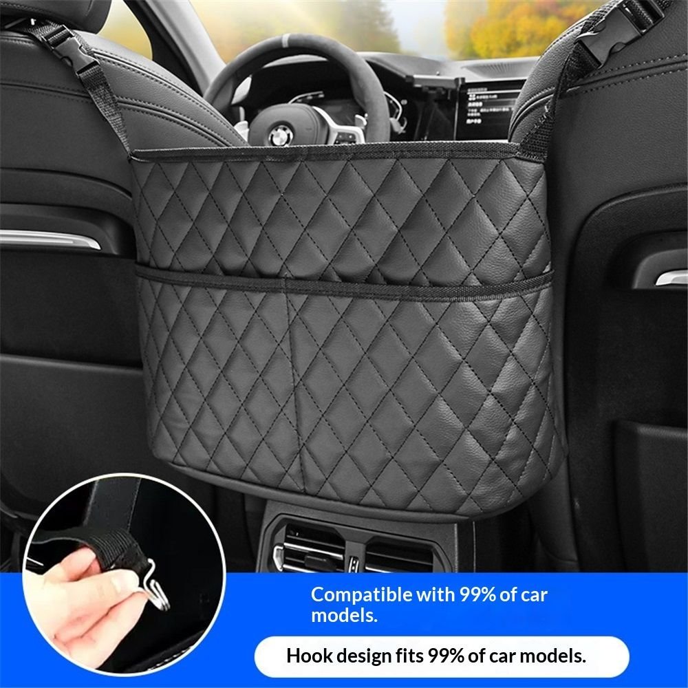 Car Handbag Holder Between Seat Durable Leather Seat Back Organizer Pet & Kids Driver Storage Netting Pouch Driver Storage Netting Pouch (Upgraded Black B) 5 Car Handbag Holder Between Seat Durable Leather Seat Back Organizer Pet & Kids Driver Storage Netting Pouch Driver Storage Netting Pouch (Upgraded Black B) - image 5