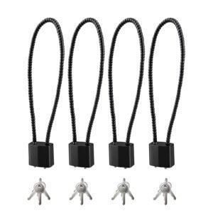 4pcs Anti theft steel wire lock rope lock bicycle lock head extended refrigerator lock buckle soft steel wire steel rope lock head helmet lock steel cable lock(Black 28cm)