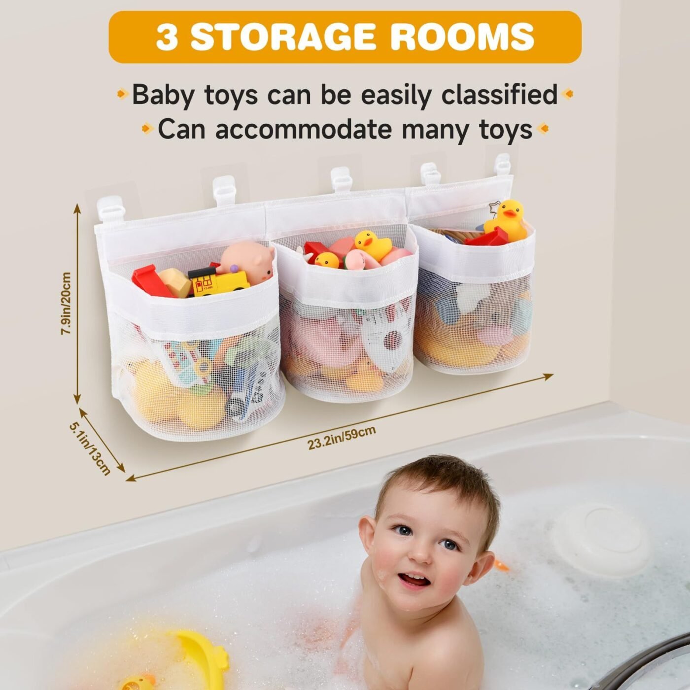2pcs Bath Tub Toy Storage Organizer, Bathtub Toys Storage, Baby Bath Toy Organizer for Tub, Kids Toy Net Storage, Shower Basket Accessories Bath Toys Holder for Tub (White) 5 2pcs Bath Tub Toy Storage Organizer, Bathtub Toys Storage, Baby Bath Toy Organizer for Tub, Kids Toy Net Storage, Shower Basket Accessories Bath Toys Holder for Tub (White) - image 5