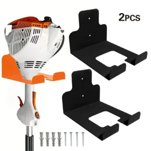Garage Organizer Trimmer Rack, Garden Power Tool Hanger Weed Whackers Holder Wall Mounted for Grass Trimmer, Hedge Trimmer, Garage Trimmer, Garden Tools,2 Pack black