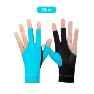 A pair of Professional Billiard Gloves-Left and Right in Different Size, Sport Glove Fits for Men Women (blue)