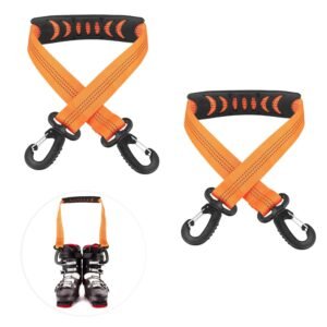 4 pcs Ski and Boot Carrier Straps, 20.07×1 Inch Portable Ski Carrier Straps with Anti-Skid Pad and Double-Ended Buckles, Winter