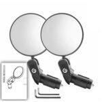 2 pack Bar End Bike Mirror – Unbreakable Lens, Universal Fit for Road, MTB & E-Bikes, Visibility and Safety for Cyclists