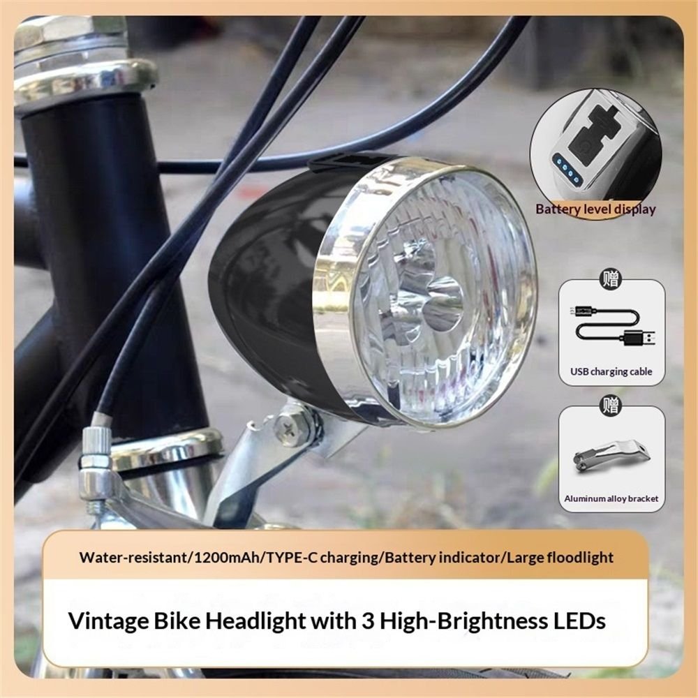 Vintage Retro Bicycle Bike Front Light Lamp LED Fixie Headlight with Bracket, for Women, Beach Cruiser Accessories 2 Vintage Retro Bicycle Bike Front Light Lamp LED Fixie Headlight with Bracket, for Women, Beach Cruiser Accessories - image 2