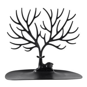 2 pack Little Deer Earrings Necklace Pendant Bracelet Jewelry Display Stand Tray Tree Storage Racks Organizer Holder, Black（Only jewelry rack）