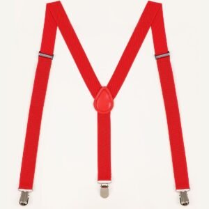 2 pack Women’s Suspenders Clips Adjustable Elastic Band Y Shaped Suspender, Suspender with 3 Strong Clips Adjustable Braces (red)