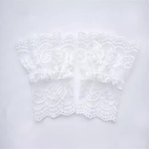 2 pairs Women’s Short Lace Gloves Fingerless for Driving Wedding Wrist Length Bridal Prom Gloves（white）