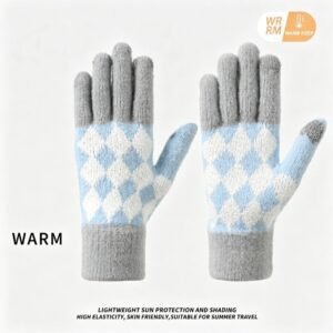 2Pcs Touchscreen Knitted Gloves Light-Gray
