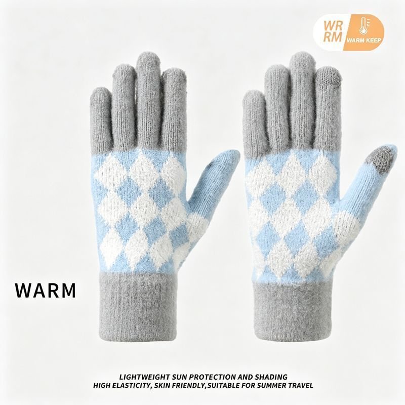 2Pcs Touchscreen Knitted Gloves Light-Gray 1 2Pcs Touchscreen Knitted Gloves Light-Gray